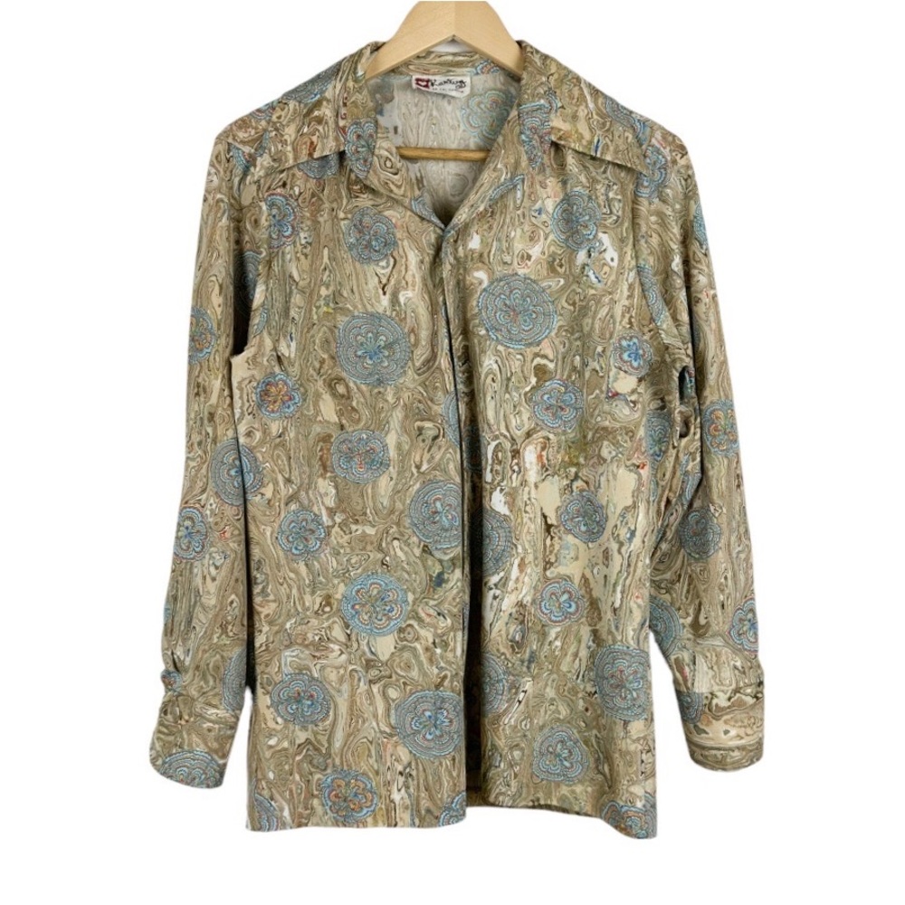 Vintage 70s Hippie Button Front Shirt Size Medium